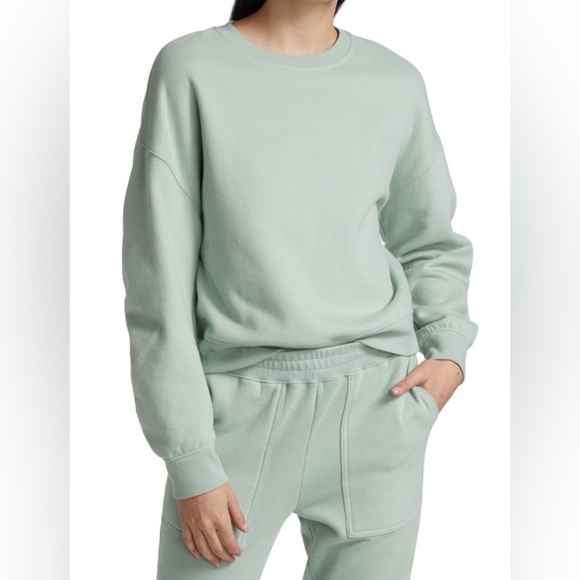 Rails Hilda Light Seafoam Blue Green Gathered Sleeve Cropped Sweatshirt Sz XS - Picture 1 of 10